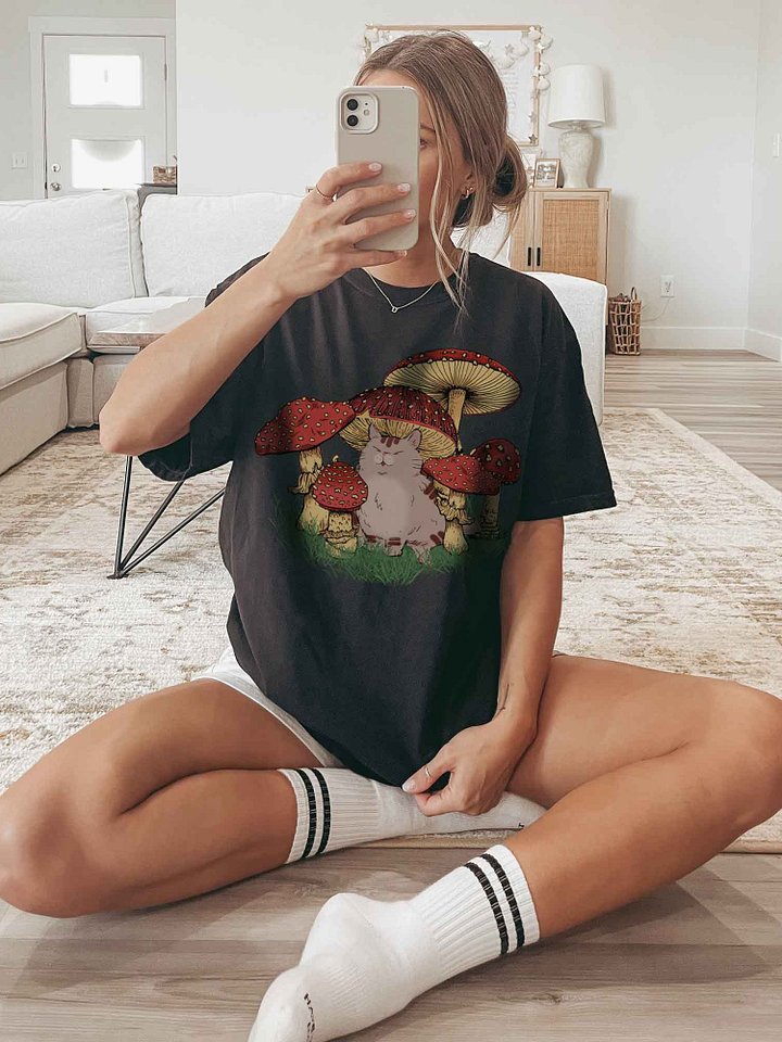 Cottagecore Mushroom Cat Shirt – Cute Cat Toadstool Tee, Whimsical Forest Aesthetic product image (2)