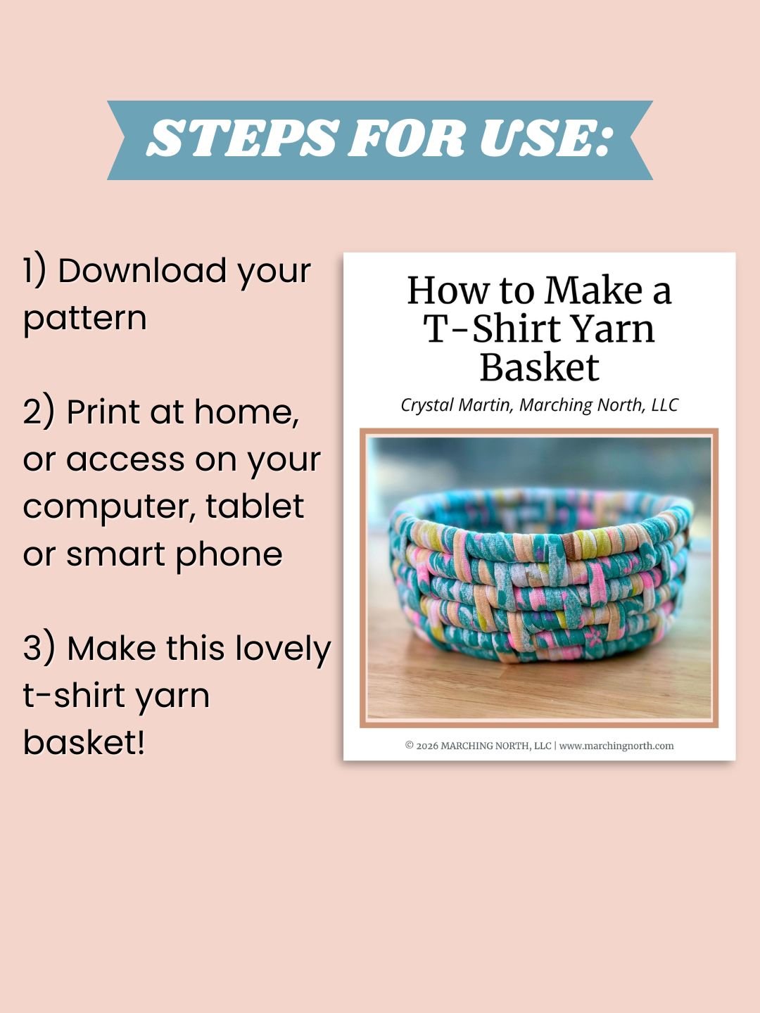 T-Shirt Yarn Coiled Basket (Digital PDF Pattern) product image (4)
