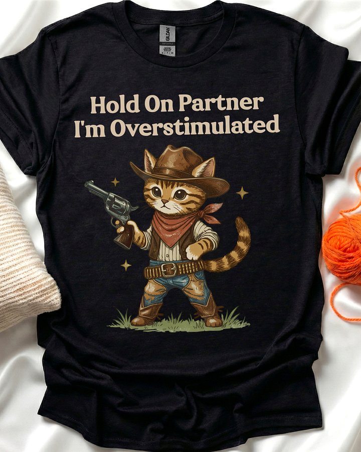 Overstimulated Cowboy Cat T-Shirt product image (1)