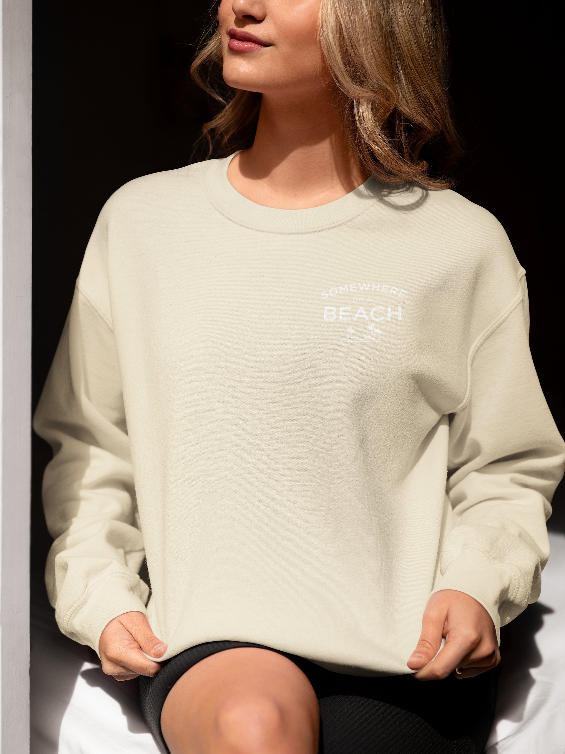 Somewhere on a Beach Embroidered Unisex Crew Neck Sweatshirt product image (5)
