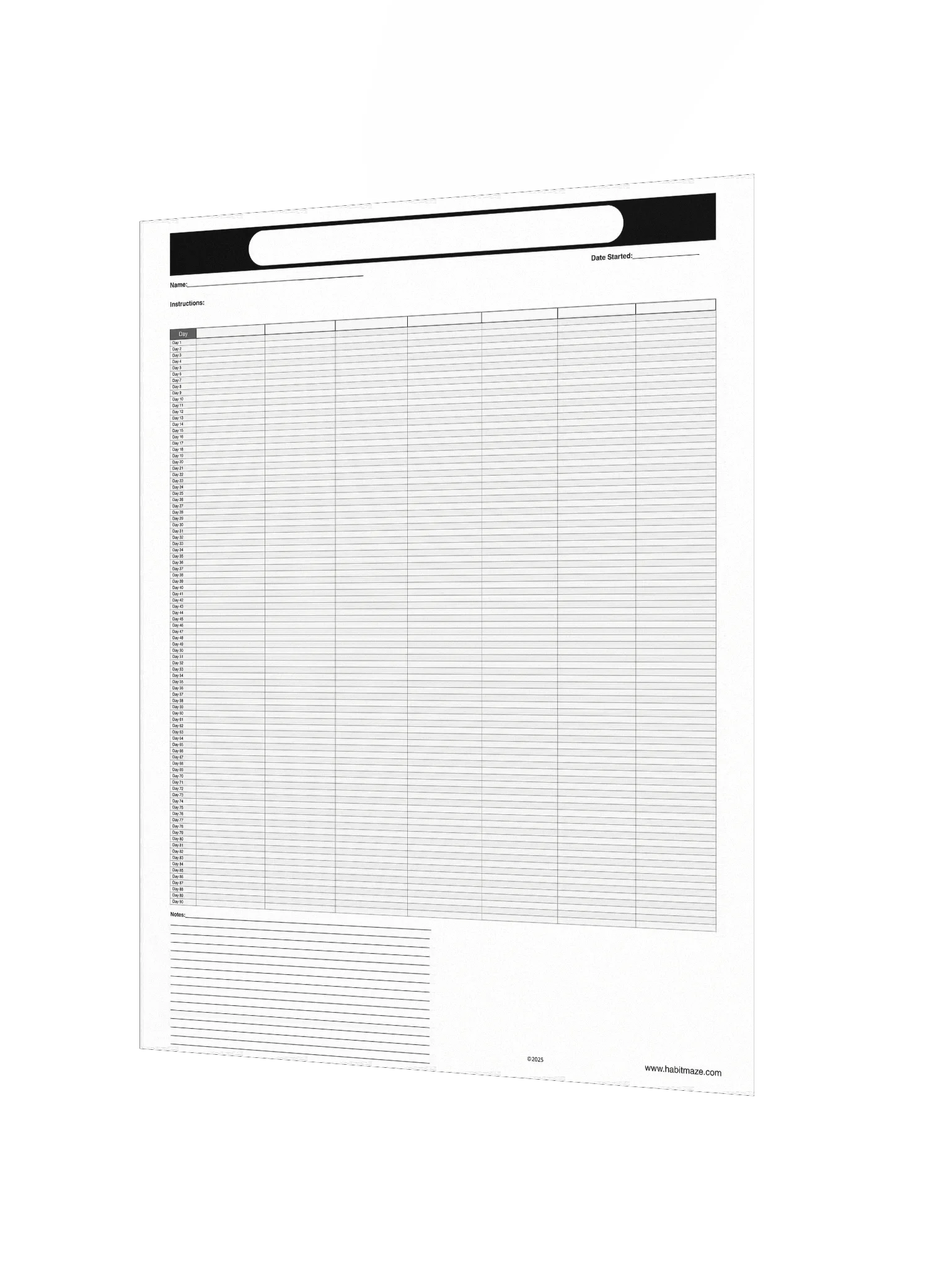 90 Day Blank Planner With 7 Columns and Notes product image (3)