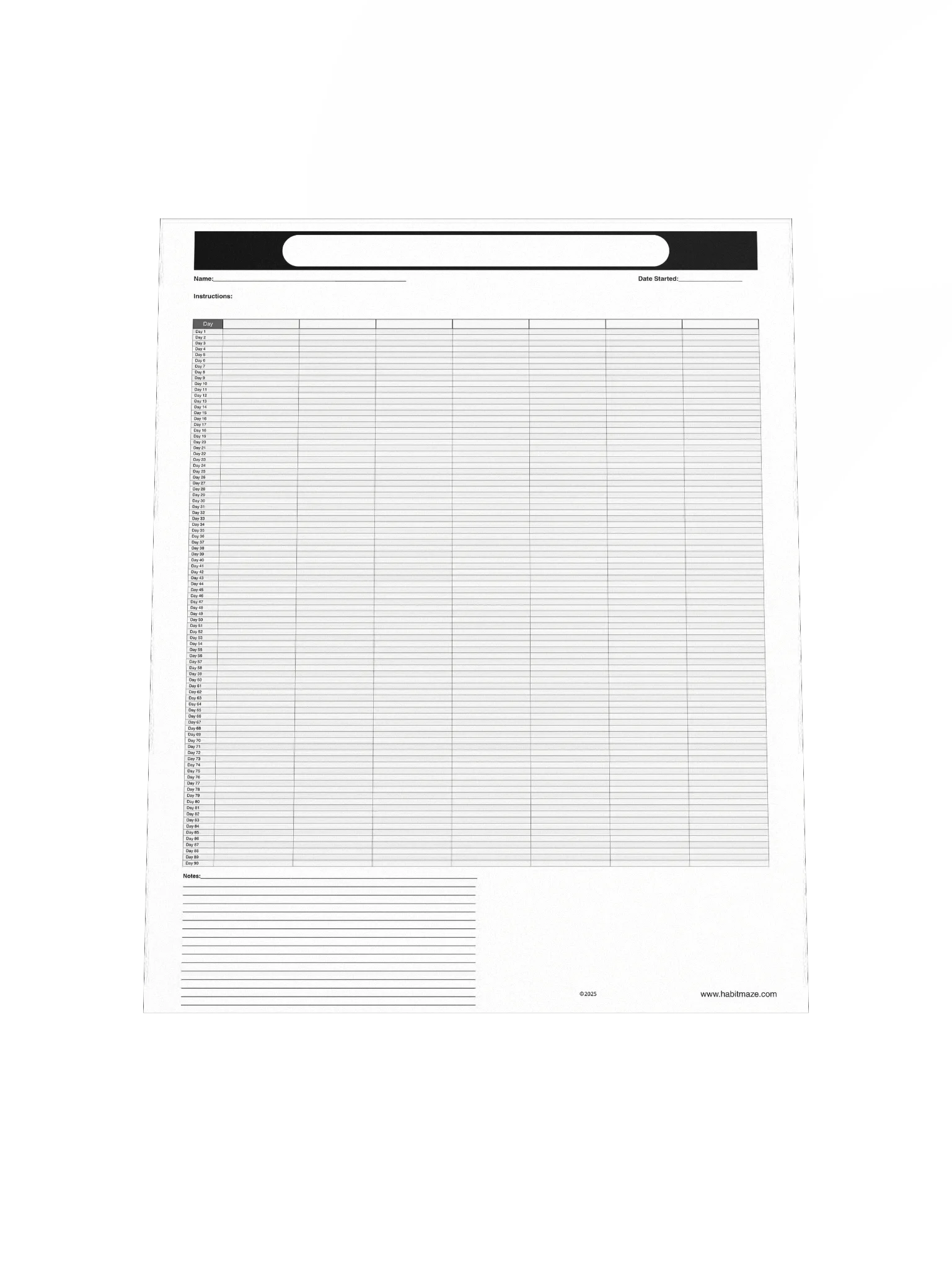 90 Day Blank Planner With 7 Columns and Notes product image (5)