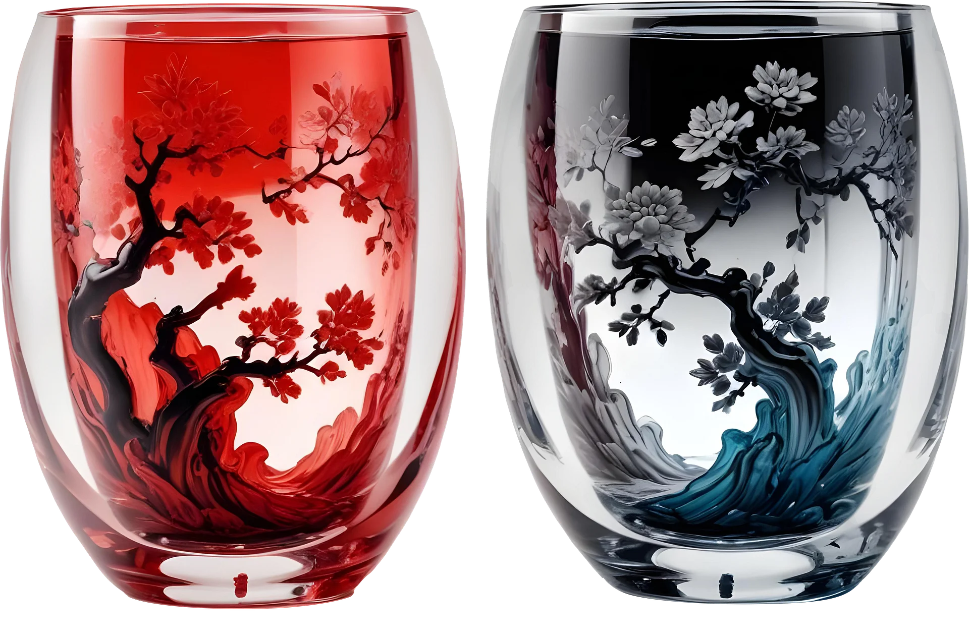 Chinese Glass Tumblers – Dual Harmony Collection PNG product image (1)