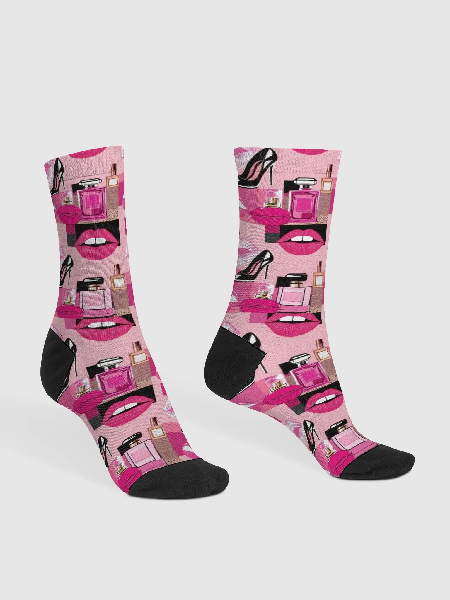 Chic Couture Pink & Black Crew Socks product image (5)