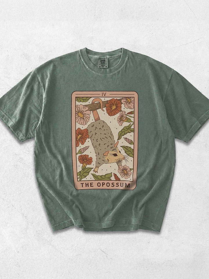 The Opossum Tarot Shirt – Vintage Animal Tarot Graphic Tee, Cottagecore Wildlife Design product image (1)
