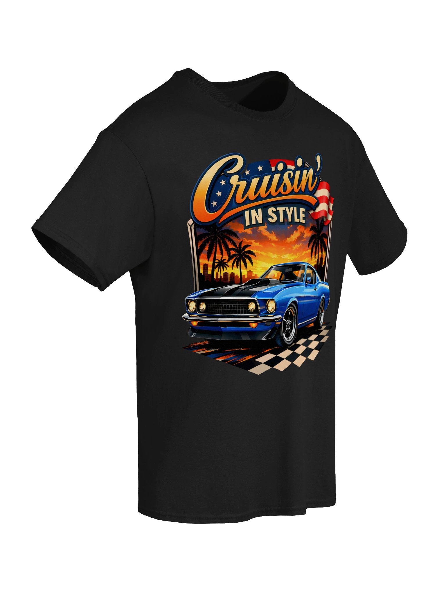 Cruisin’ in Style – Electric Blue Muscle Car T-Shirt product image (64)