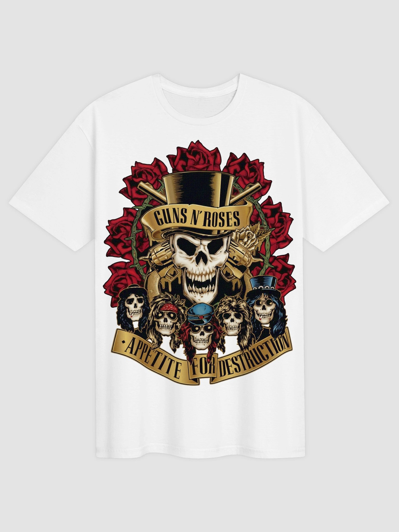 Guns N Roses Appetite for Destruction T-Shirt | Skull Top Hat Band Design | 80s Rock Vintage Graphic Tee product image (1)
