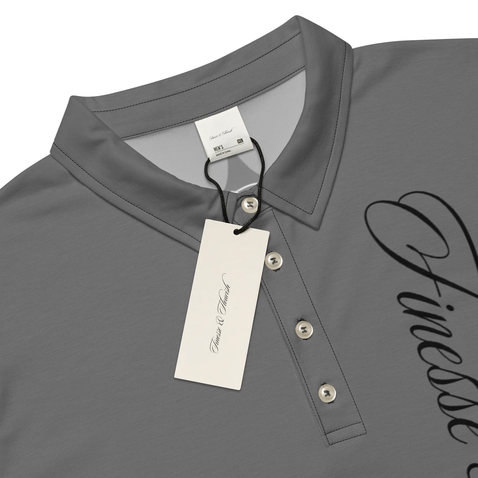 F&F Left Script Slim Fit Polo Shirt (GRY) product image (4)