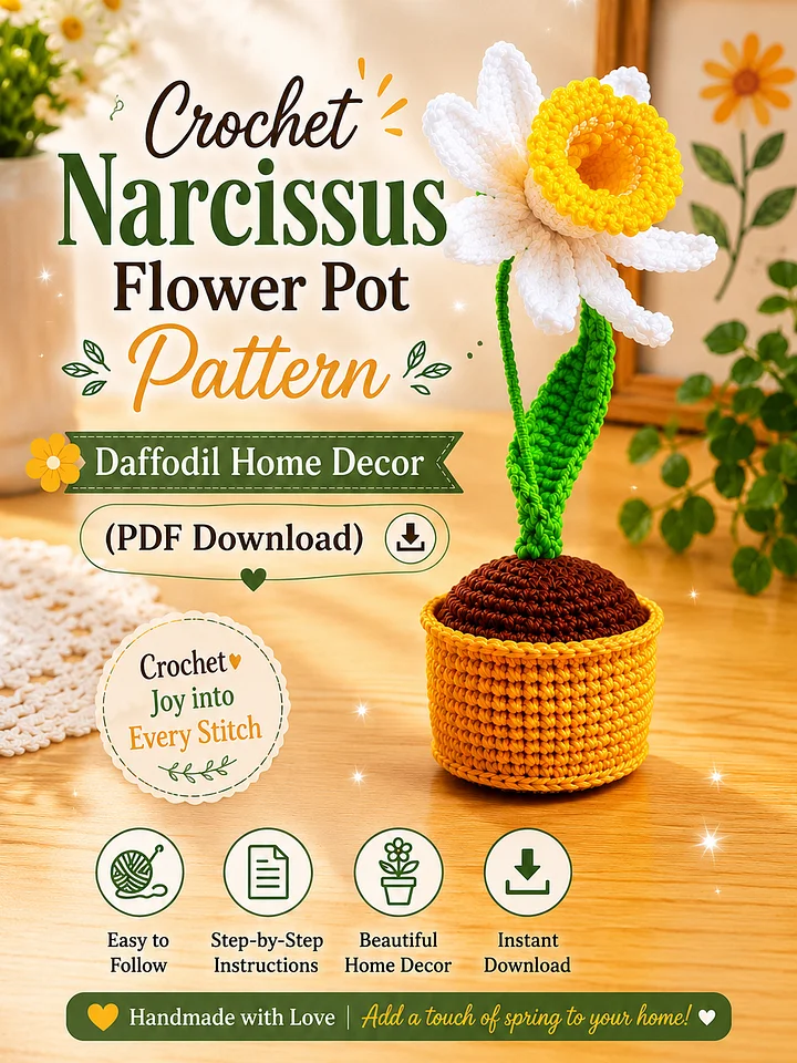 Crochet Narcissus Flower Pot Pattern product image (2)