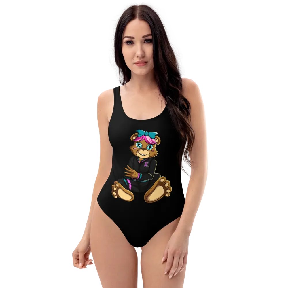 Sitting Girl Bear One Piece Black product image (1)