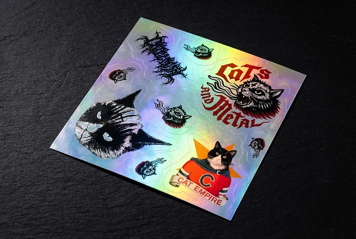 CATS AND METAL HOLO STICKER SET 5.5" × 5.5" product image (1)