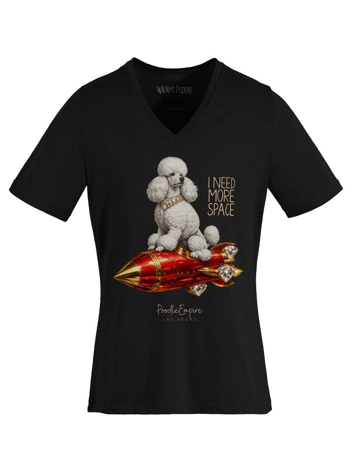 Rocket White Poodle V-Neck Tee | Poodle Empire product image (2)