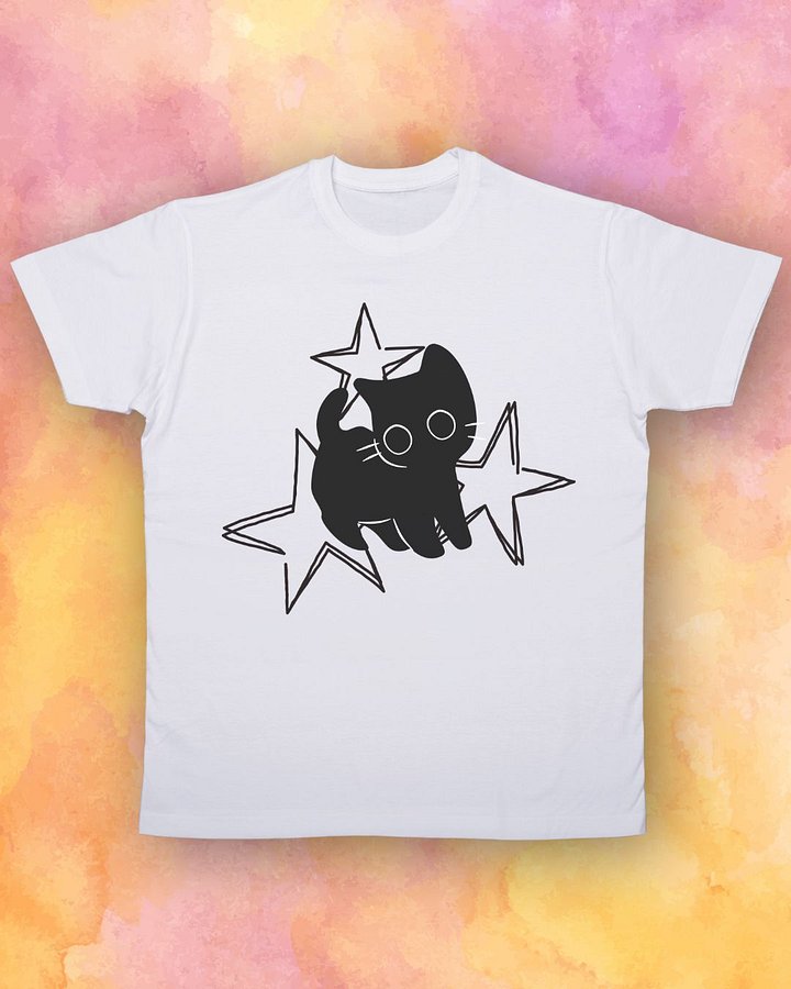 Black Cat Three Stars T-Shirt product image (1)