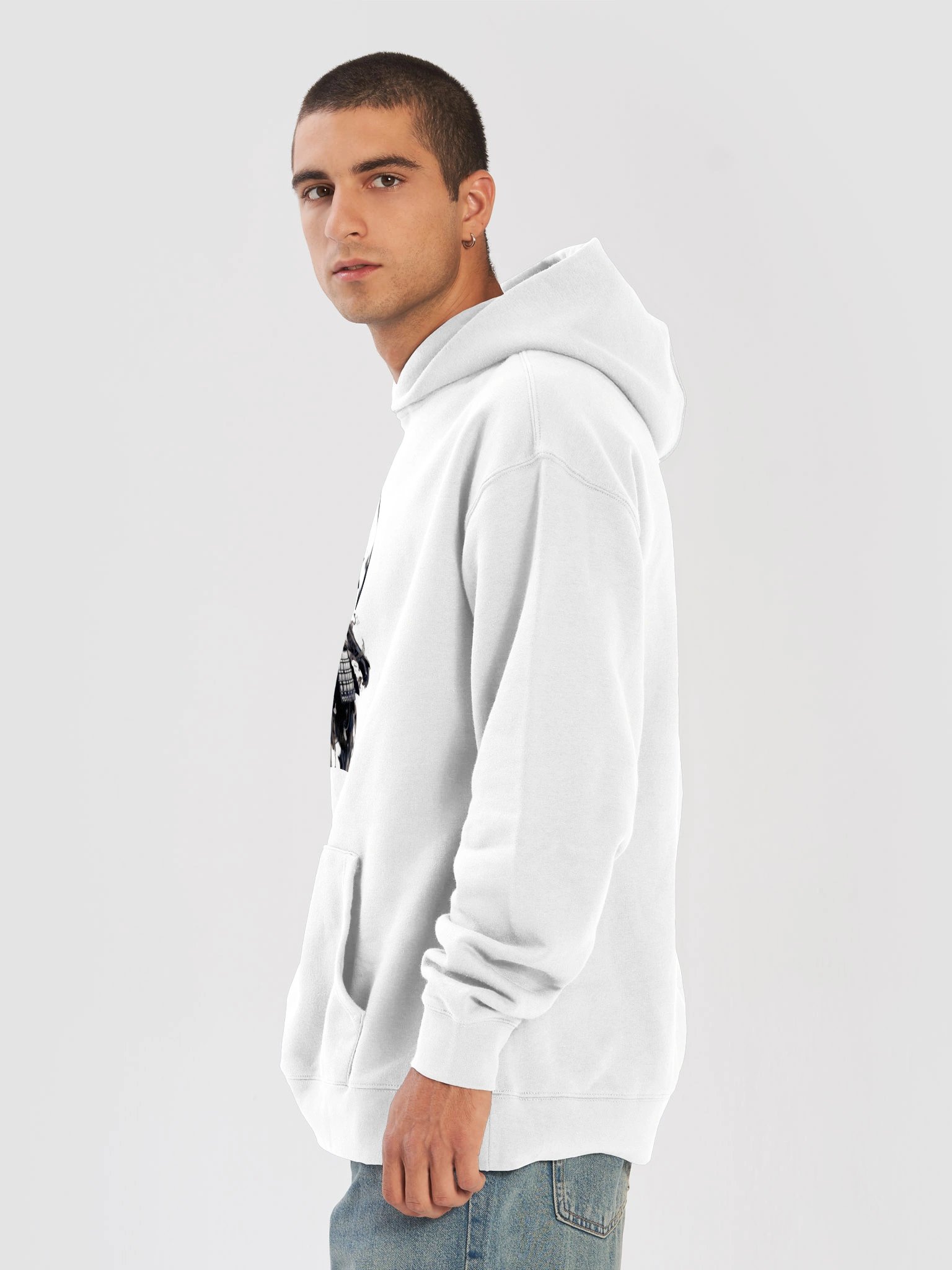 Shadow Ronin Sumi-e Hoodie — Black Ink on White product image (7)