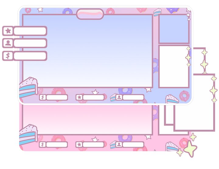Simple Pink stream OVERLAY Donut, Pink and blue overlay, Donuts twitch overlay, White Chat box, Cute Pink Overlay, Cheap Overlay product image (1)