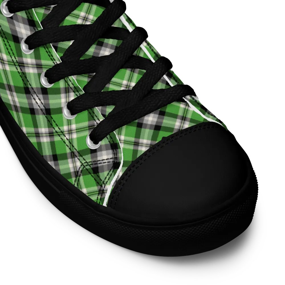 Bright Green Plaid Men's High Top Shoes product image (11)
