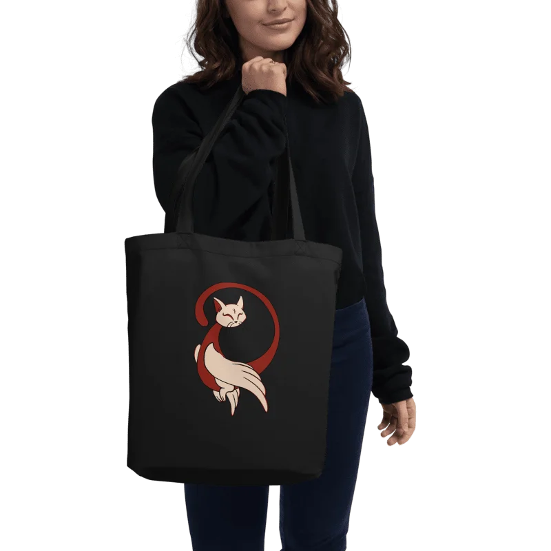 Calming Brown Cat-Owl Totebag / Black-Oyster product image (4)