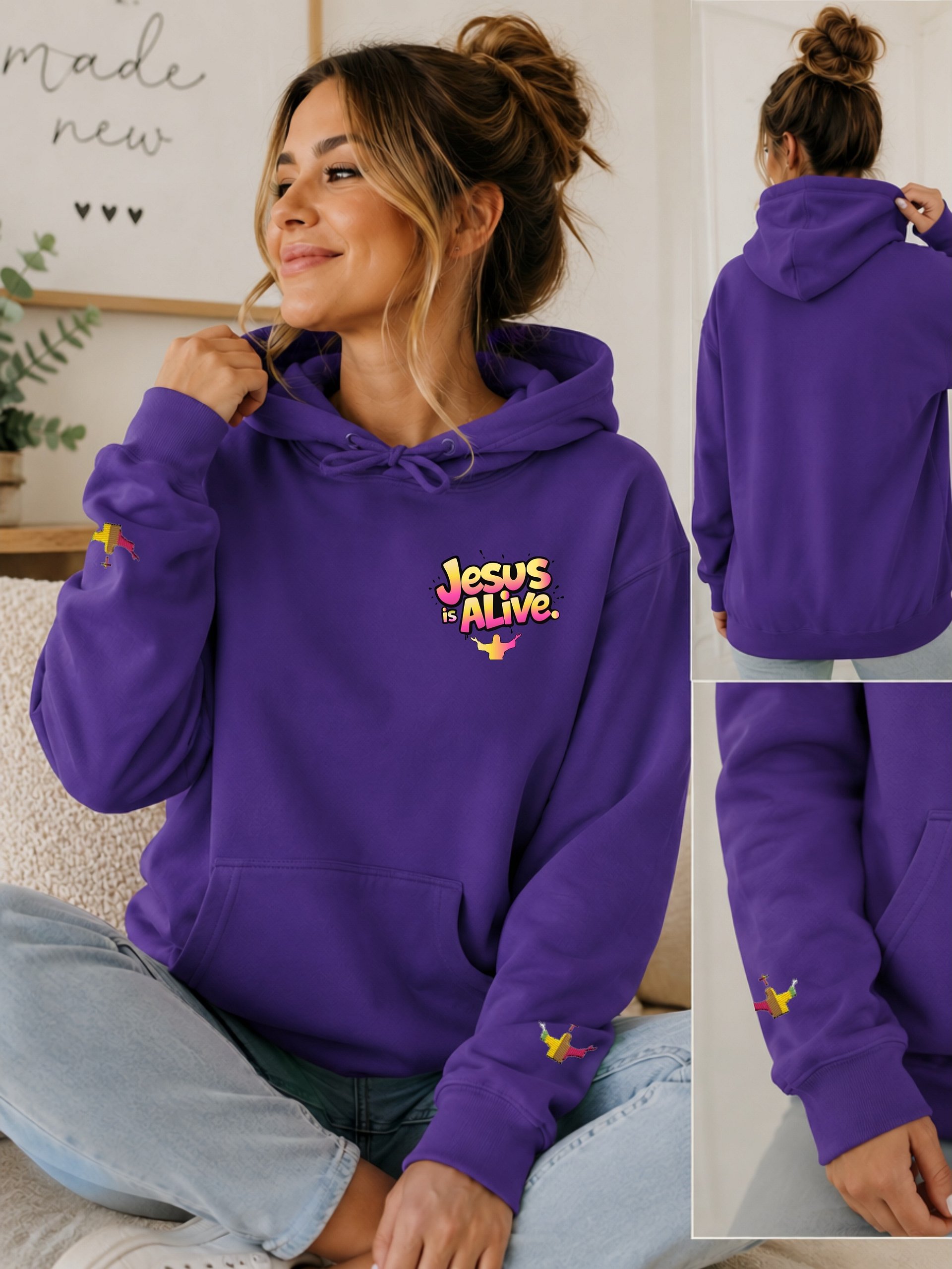 Jesus Is Alive Premium Hoodie with Wrist Embroidery product image (1)