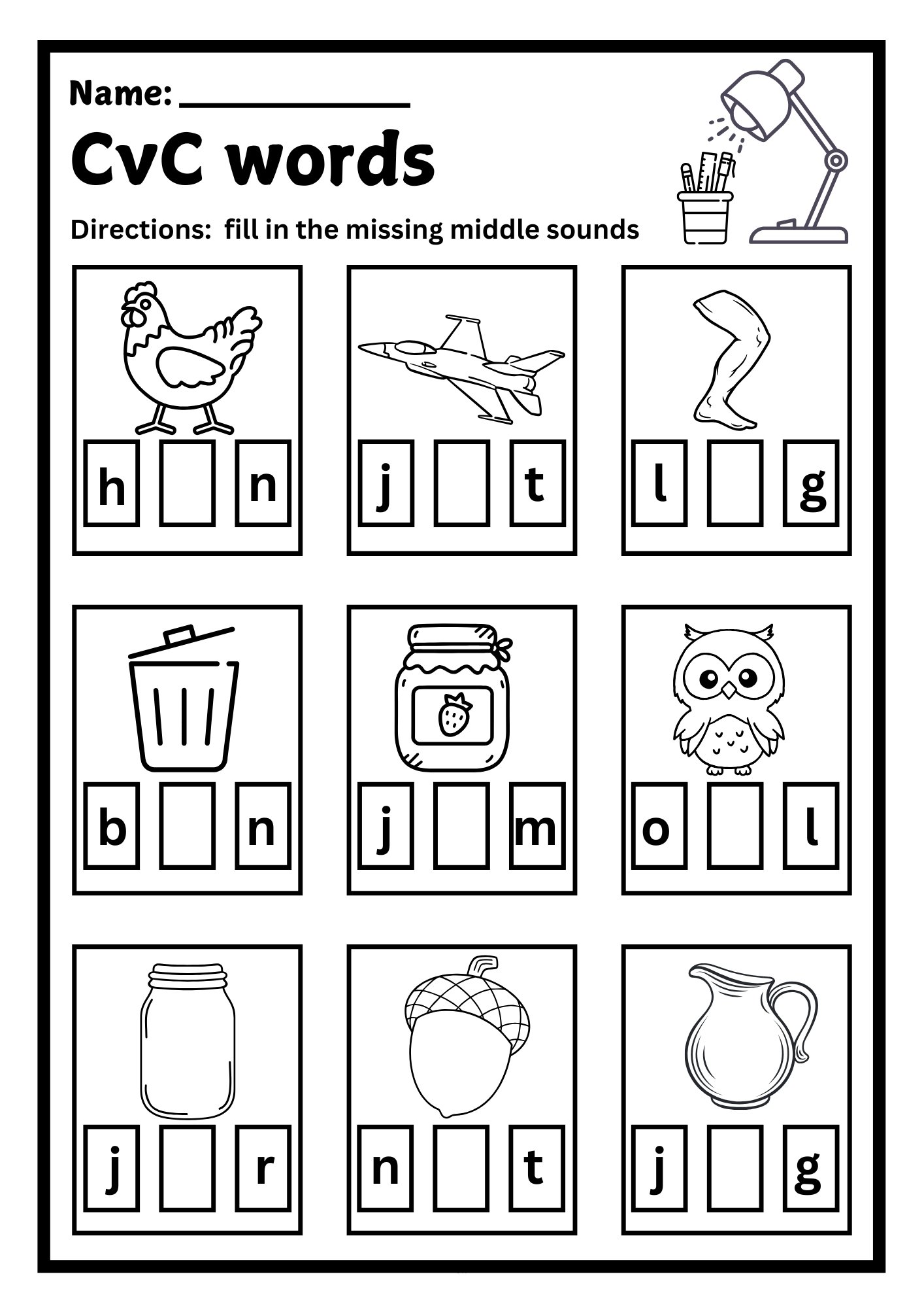CVC Words for Kindergarten Worksheet Printable product image (1)