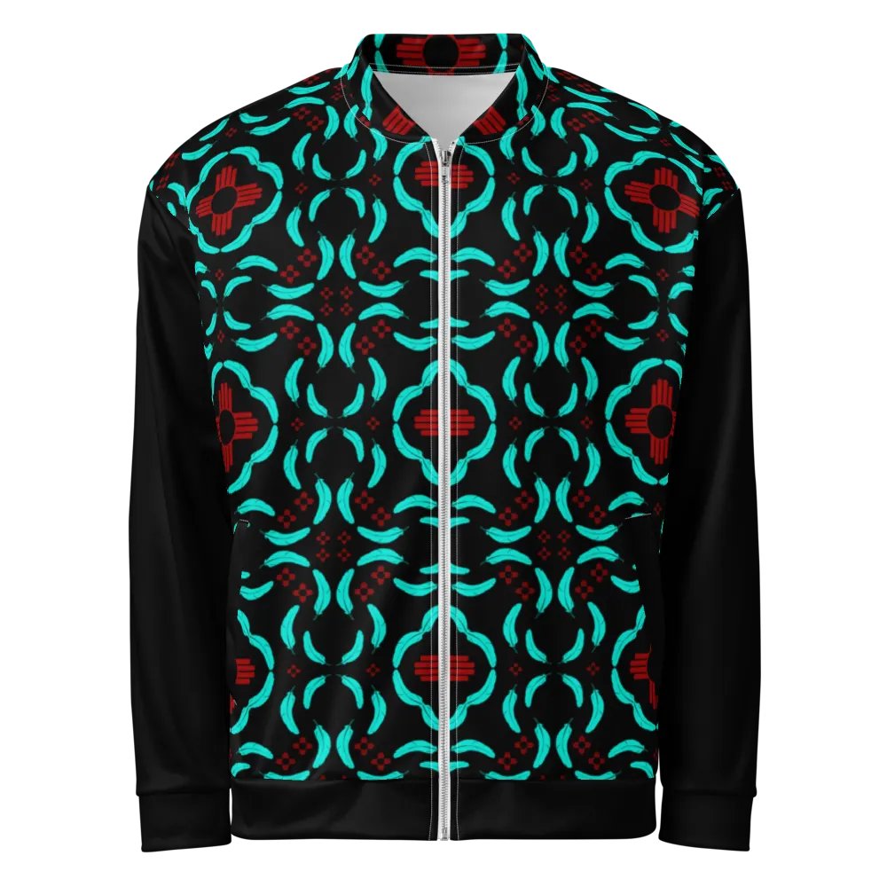 New Mexico Zia Turquoise Feathers Bomber Jacket product image (6)