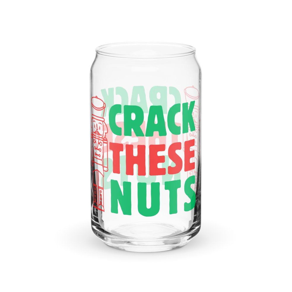 Crack These Nuts Funny Holiday Can-Shaped Glass - Christmas Nutcracker Can-Shaped Glass product image (3)