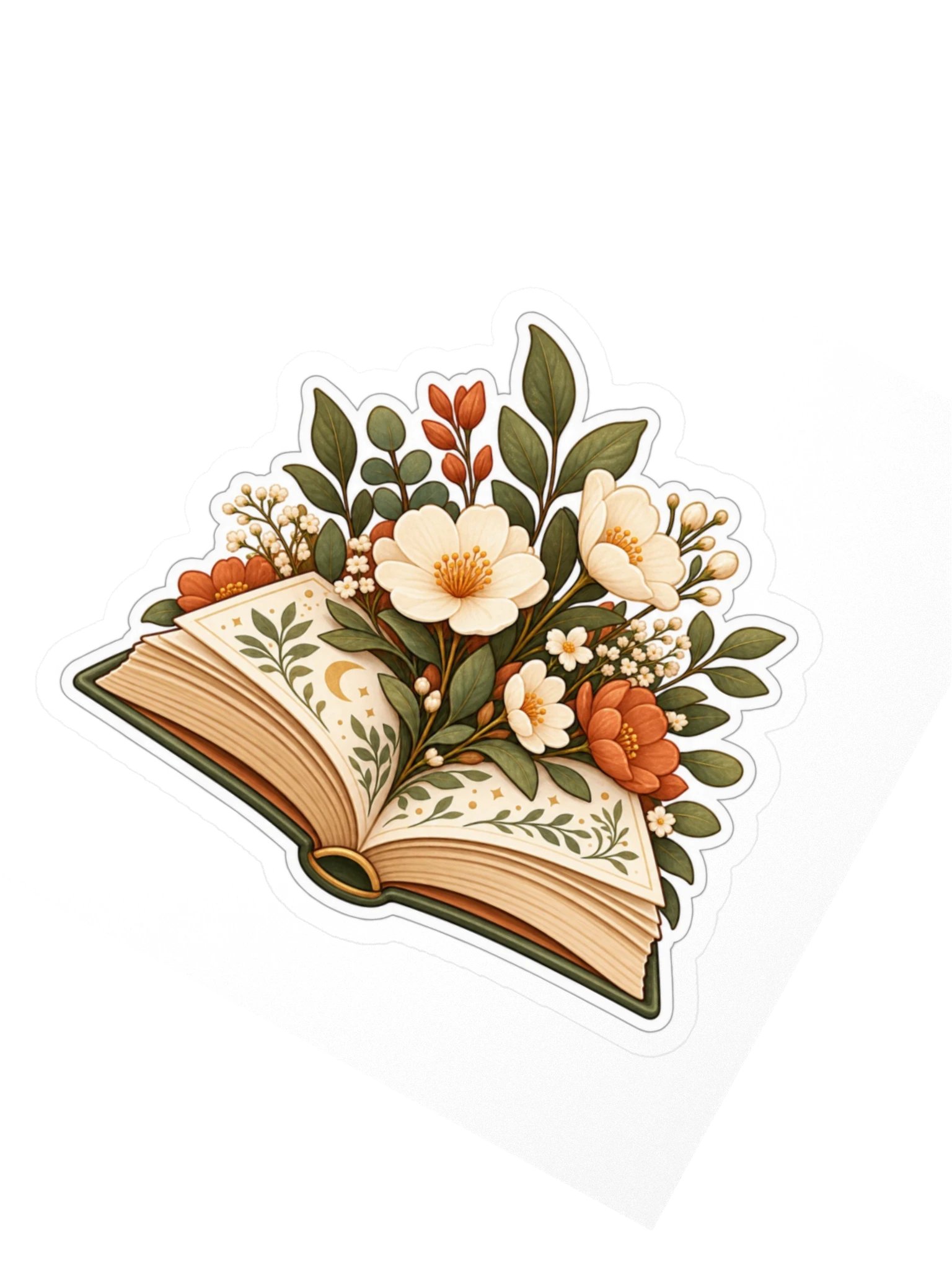 Floral Open Book Sticker | Botanical Bookish Vinyl Decal for Readers product image (2)