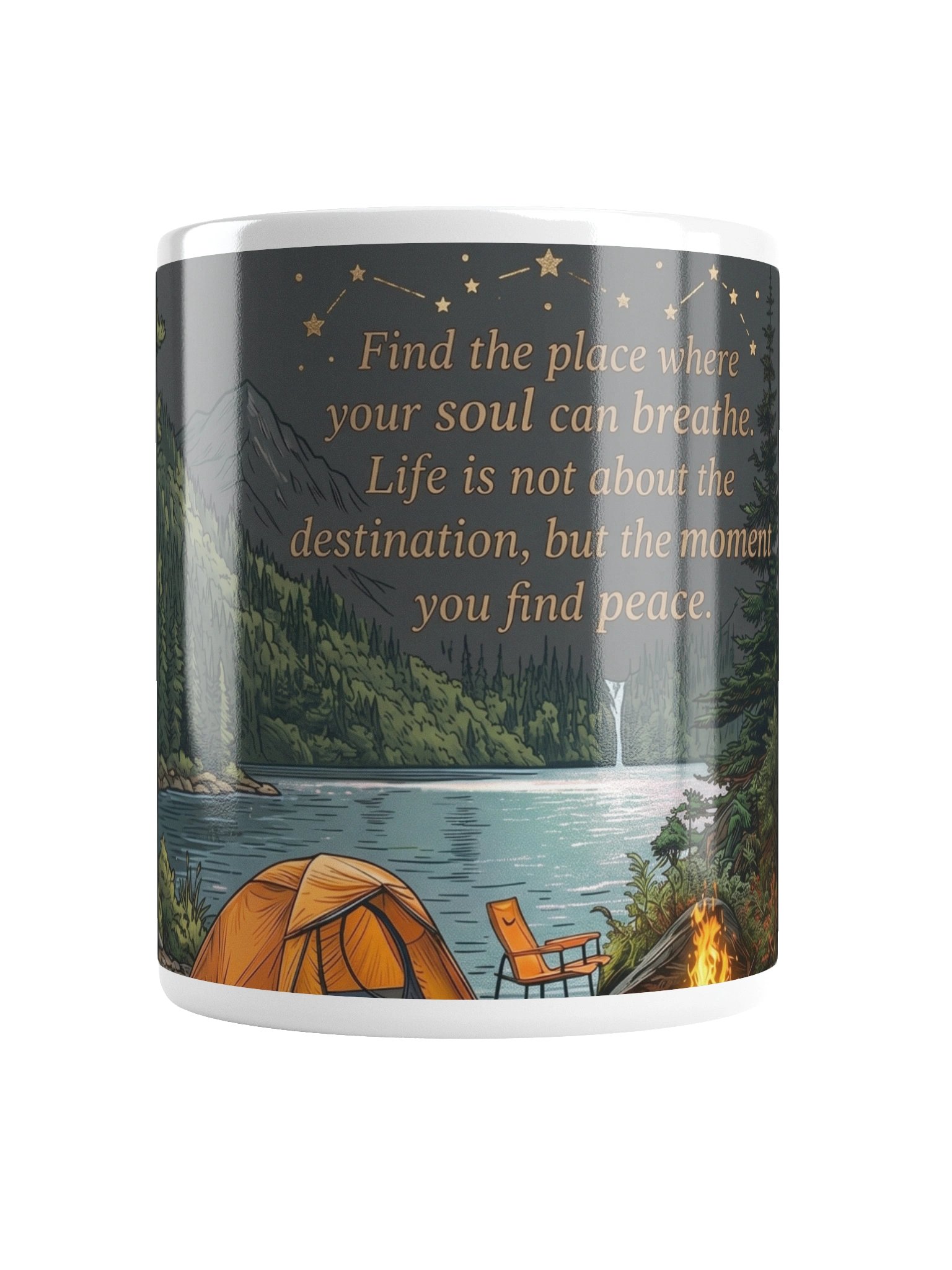 The Soul’s Sanctuary | Serene Lakeside Camping Mug - "Find Your Peace" Quote product image (6)