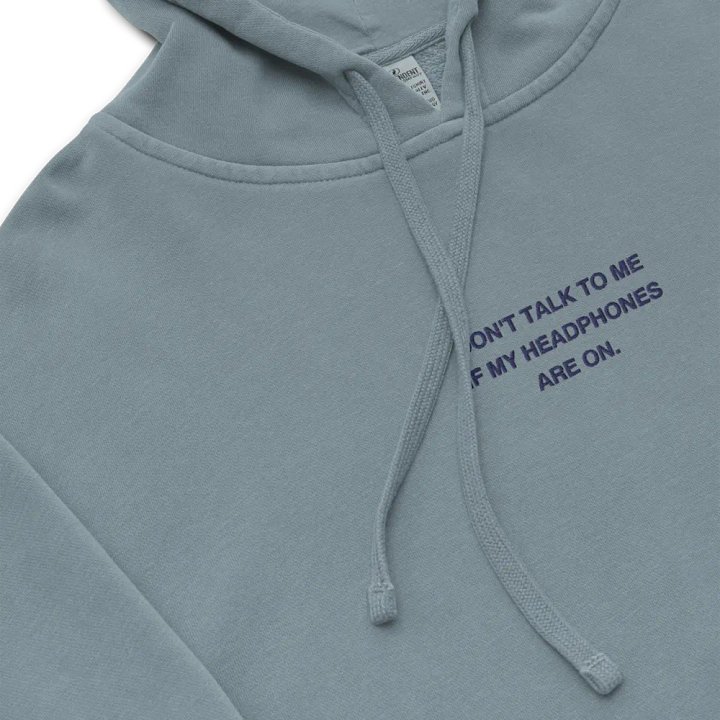 HEADPHONES ON (navy) embroidered pigment hoodie product image (1)