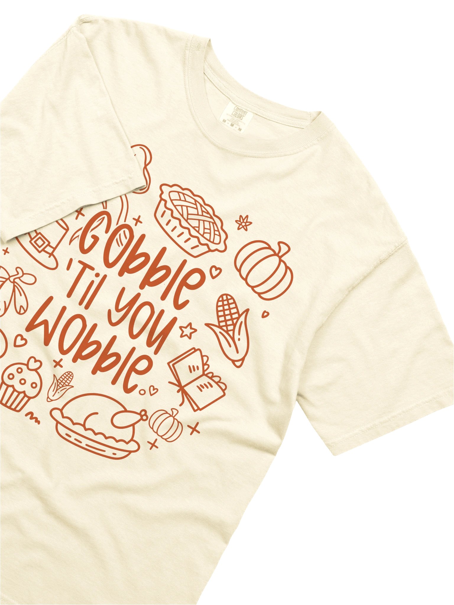 Gobble ’Til You Wobble Comfort Colors T-Shirt | Thanksgiving Food Tee product image (2)