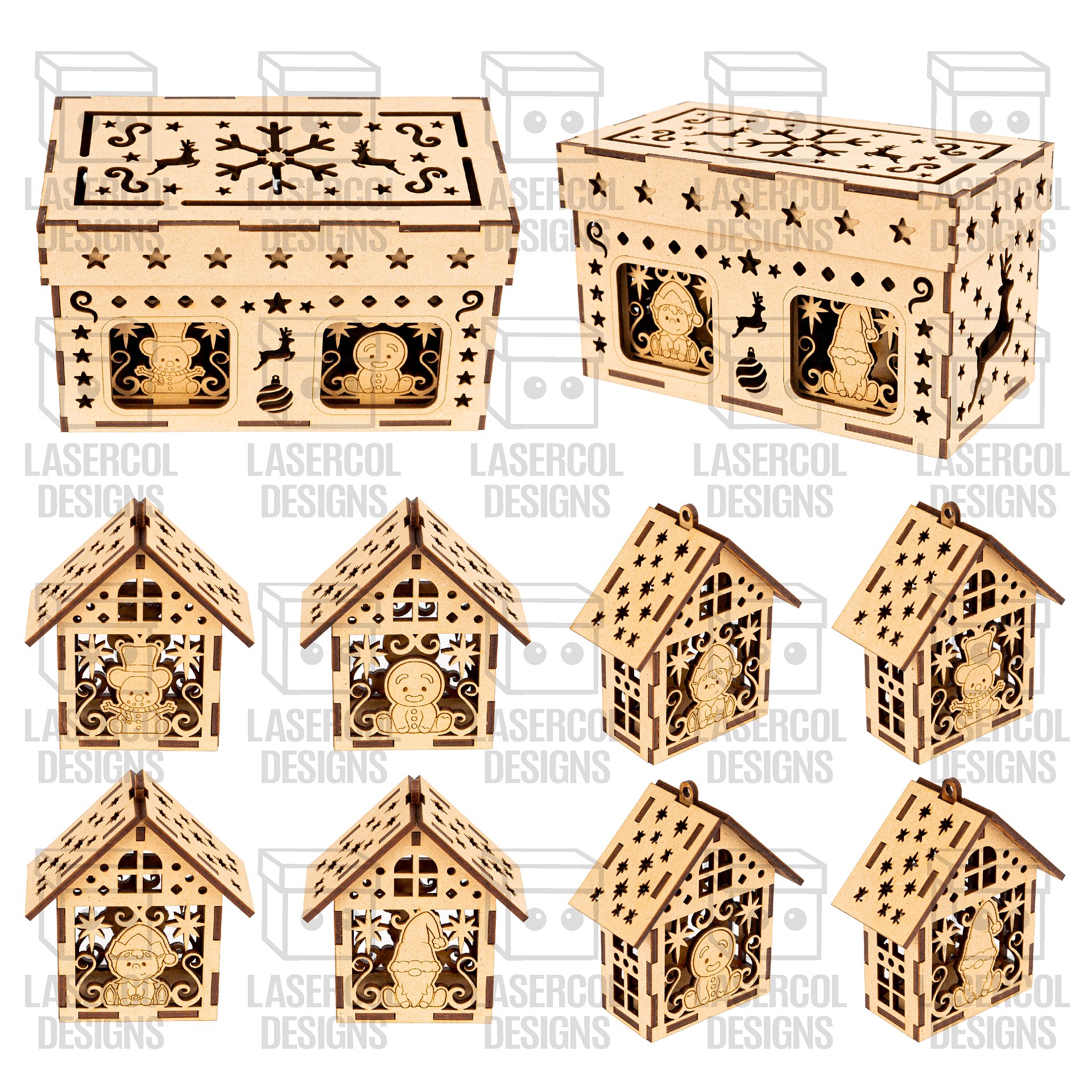Christmas Characters Houses Ornaments Box Set 1 & Set 2 - Laser Cut Files product image (10)