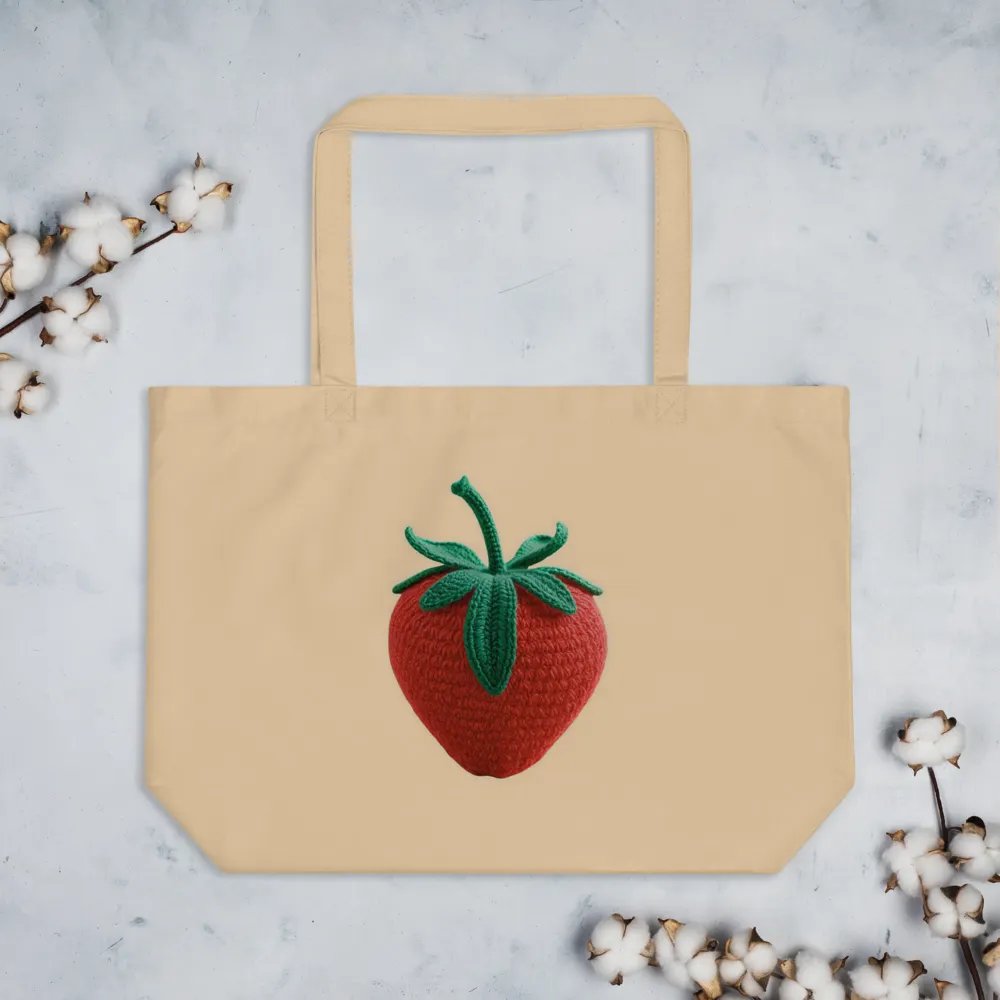 CozyAvocado Oyster Eco Cotton Tote Crochet Strawberry #01 product image (3)