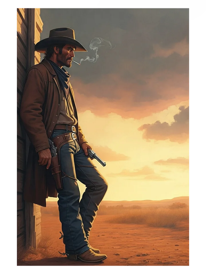 Cowboy at Sunset Enhanced Matte Paper Poster product image (1)