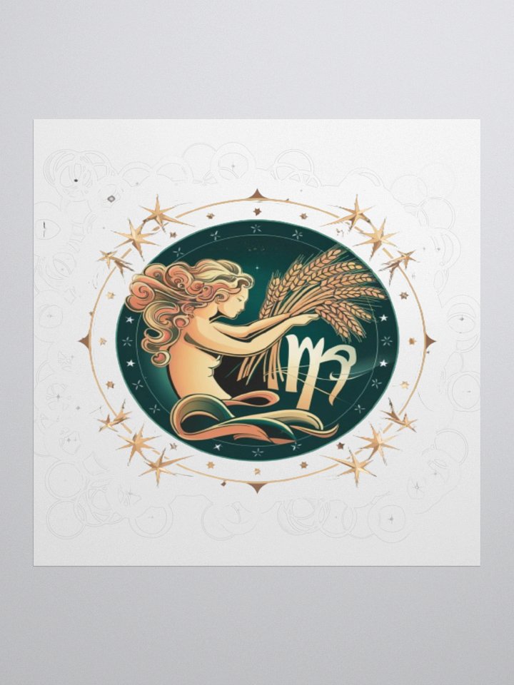 Virgo Zodiac Sticker - Maiden with Wheat & Floral - Durable Vinyl product image (3)