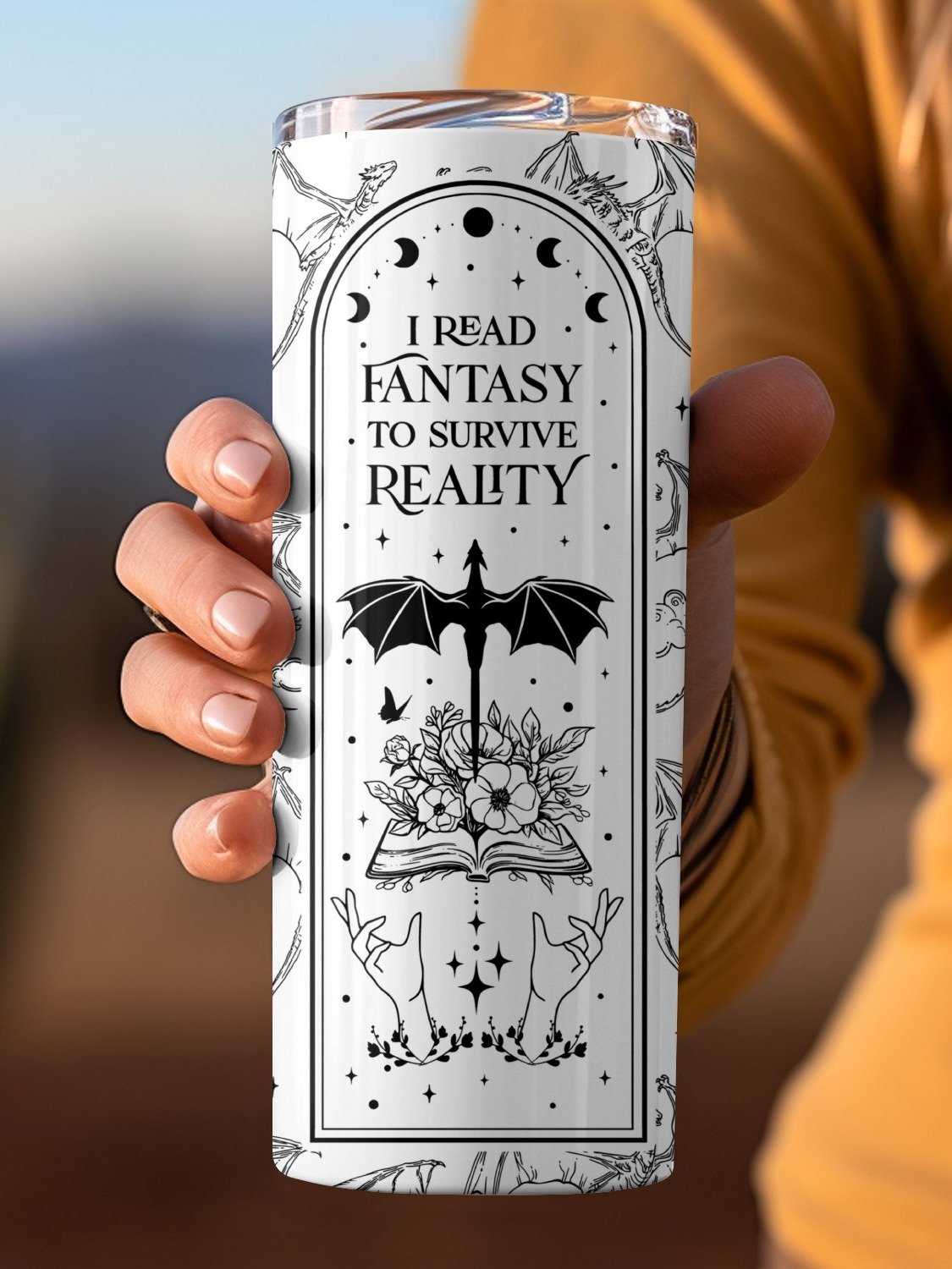Book Dragon Smut Fantasy Romance Reader 20oz Tumbler Full Wrap SVG PNG, Laser Engraved File, Seamless Sublimation Design, Digital Download product image (3)