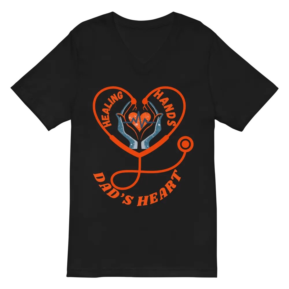 stethoscope, Healing Hands Dad's Heart V-Neck Tee product image (3)