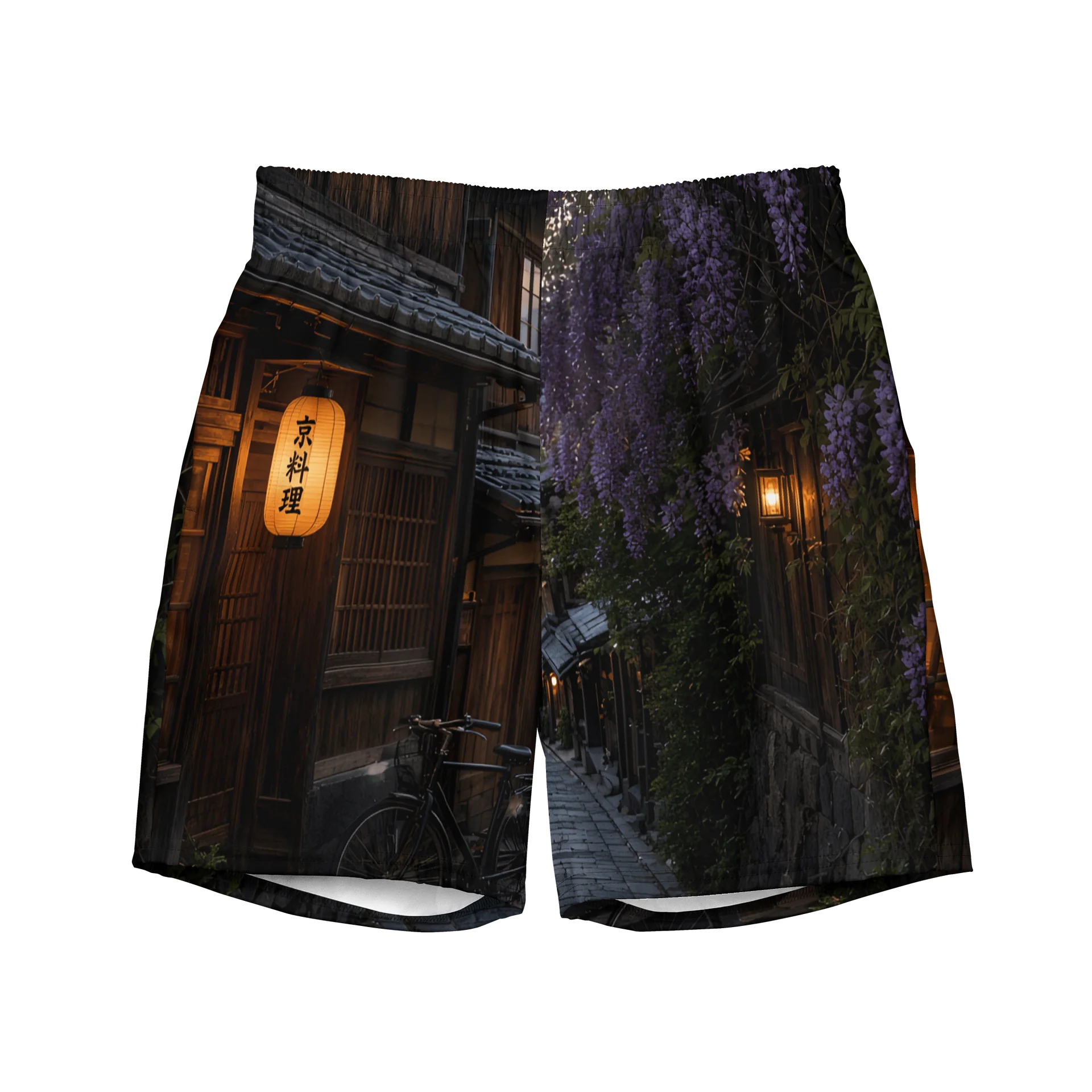 Traditional Japanese Street Wisteria Evening Swim Trunks product image (1)