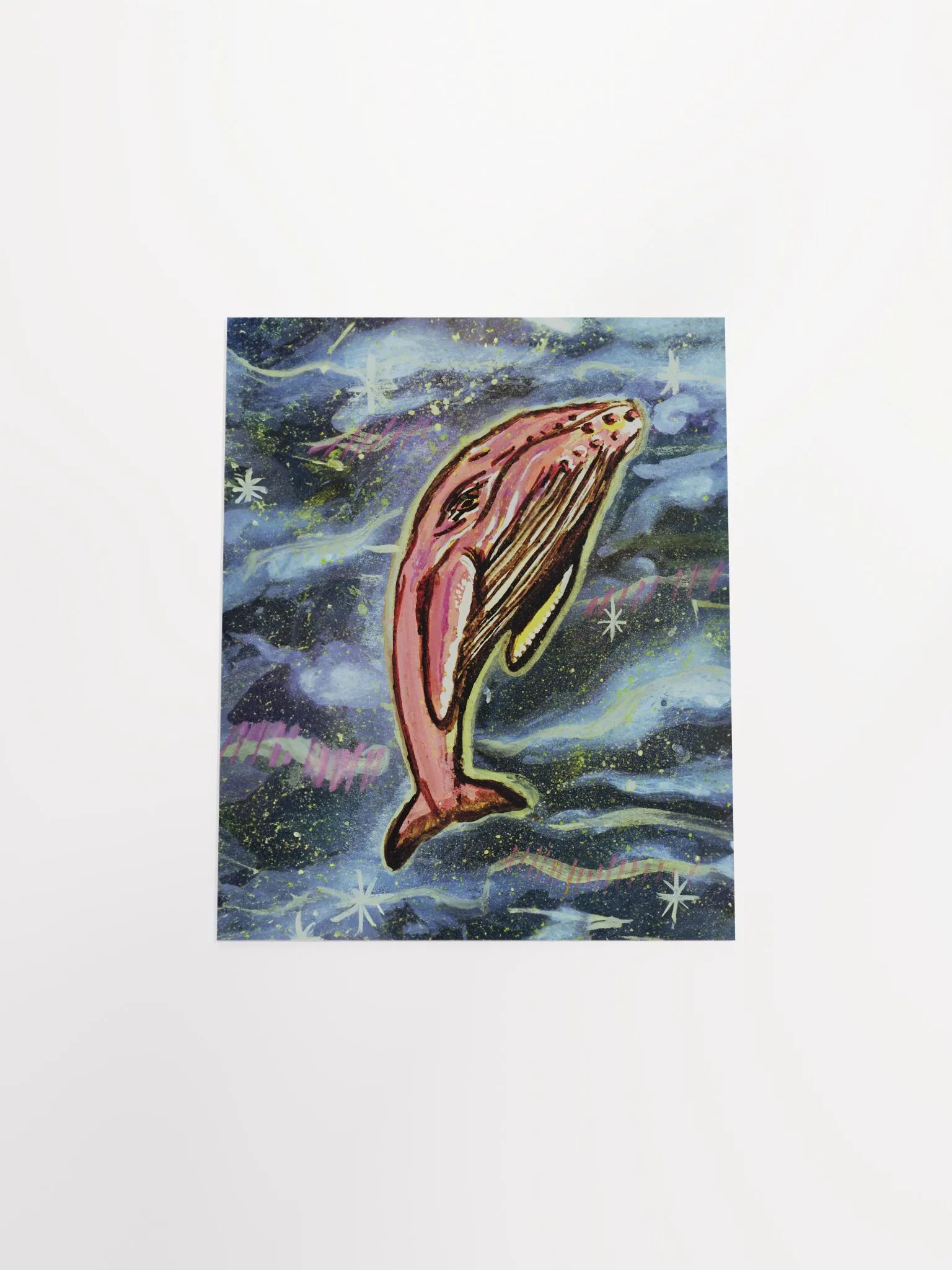Humpback Whale IN SPACE! - Gouache Art Print (PRINT ONLY) product image (5)