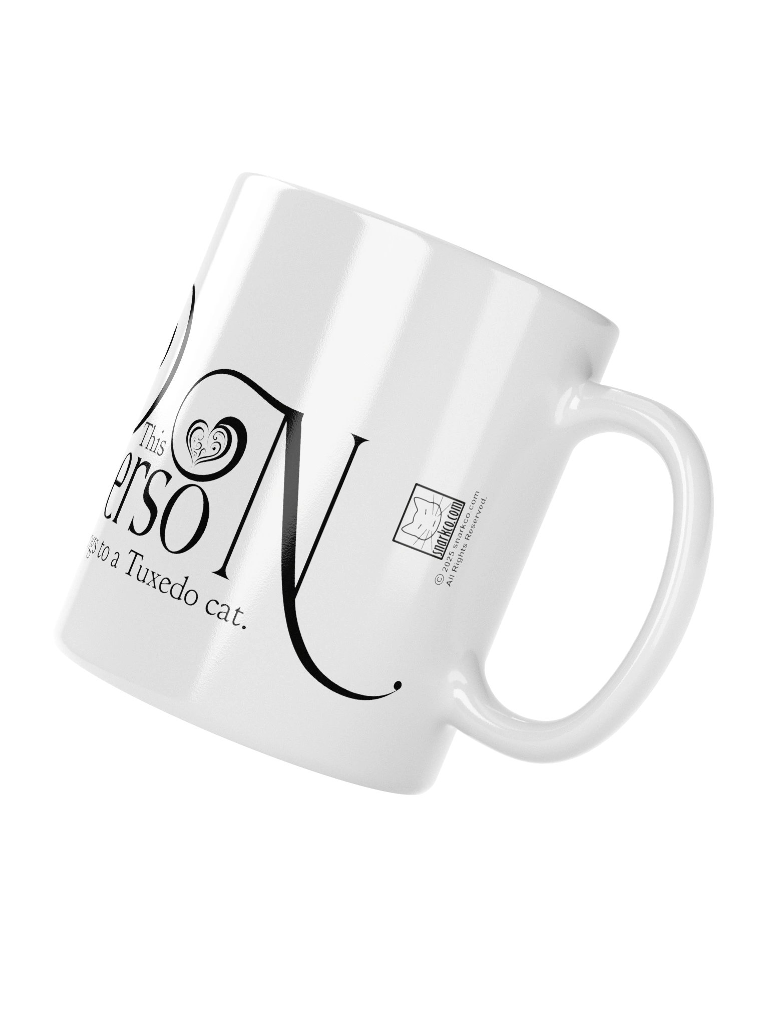 Beautiful white ceramic mug says: "This Person Belongs To A Tuxedo Cat" product image (4)