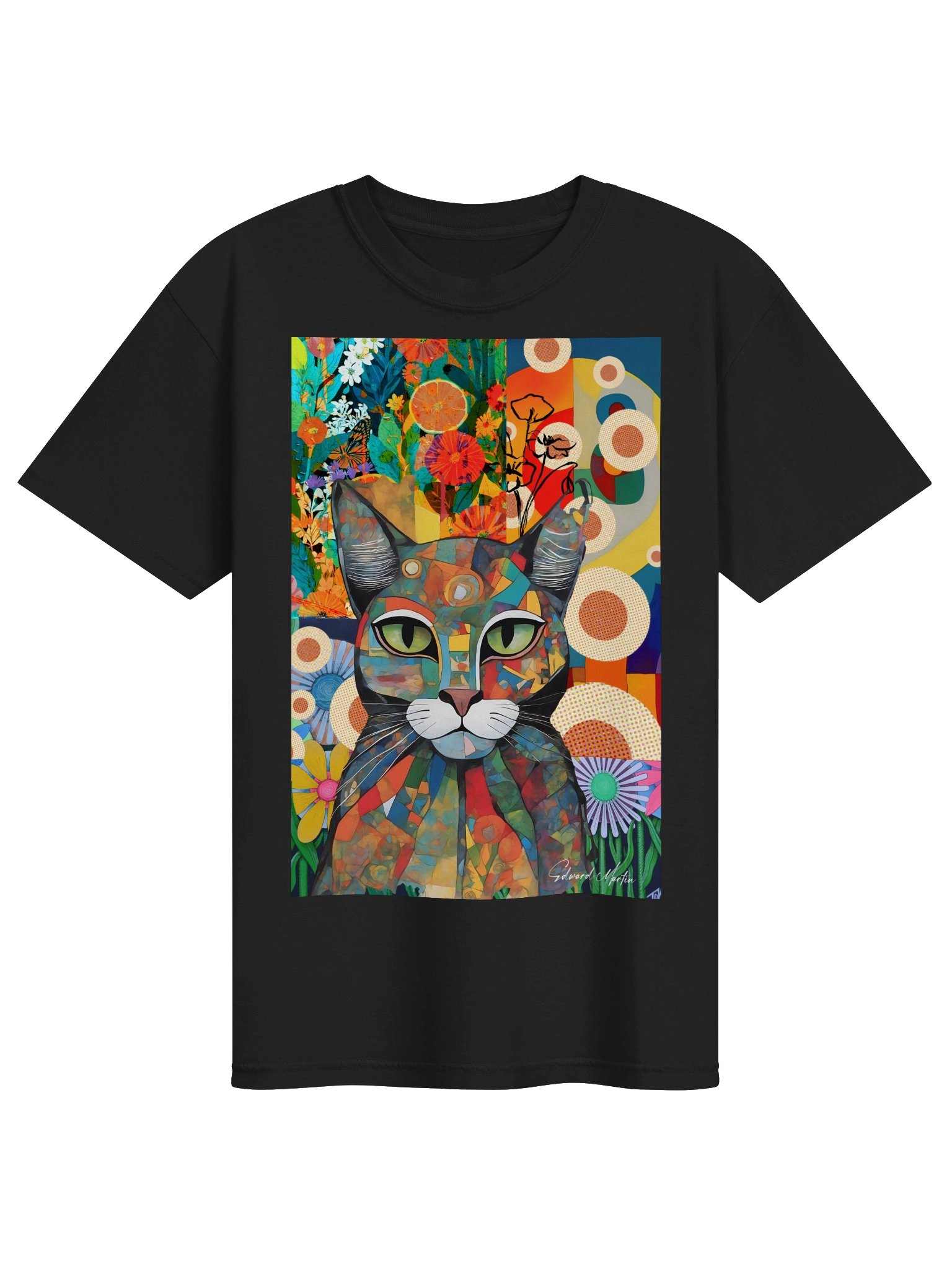 Colorful Mosaic Cat Art Tee by Edward Martin product image (2)