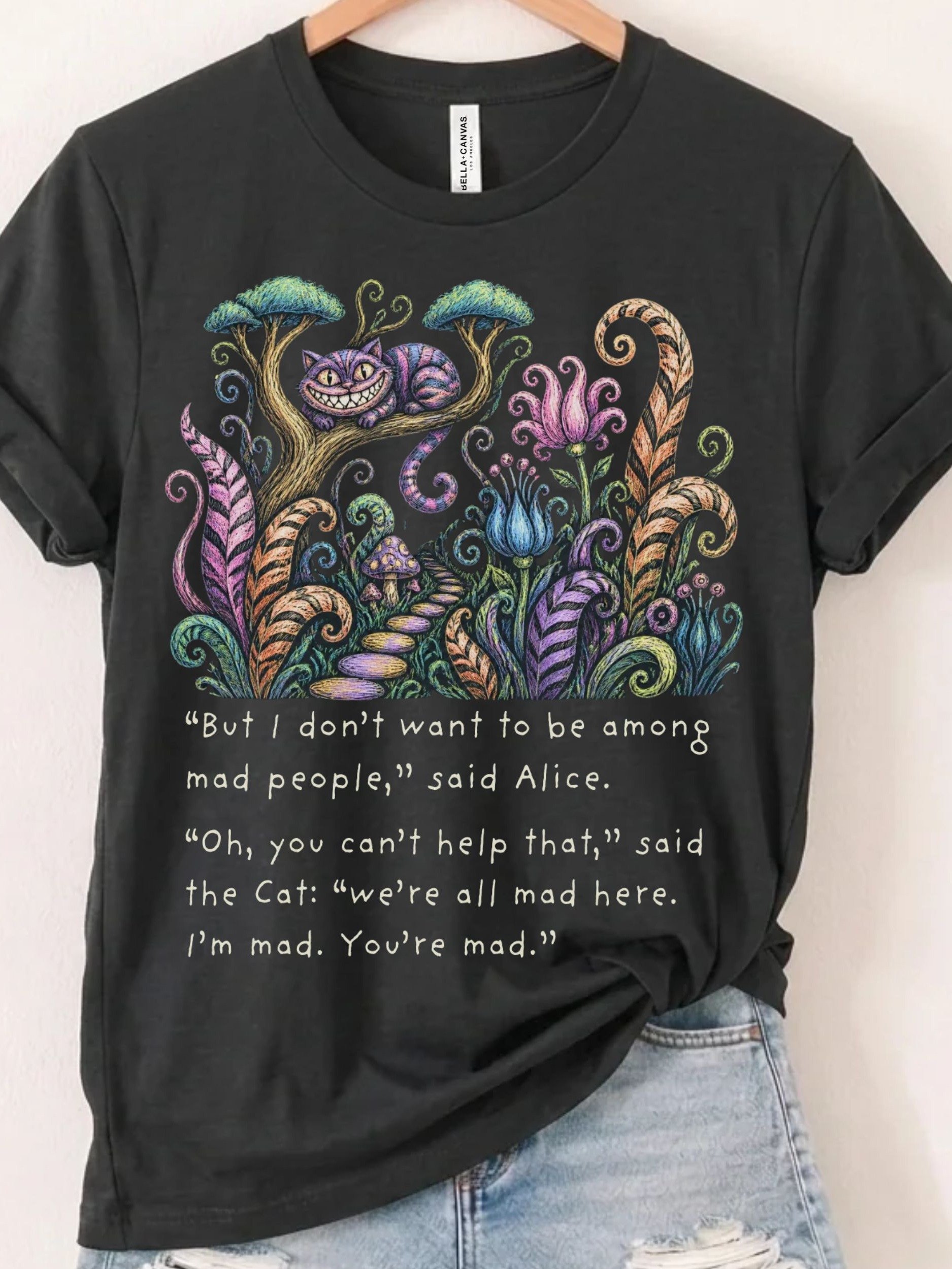 We're All Mad Here Shirt, Cheshire Cat Quote Tee, Alice in Wonderland Graphic product image (1)