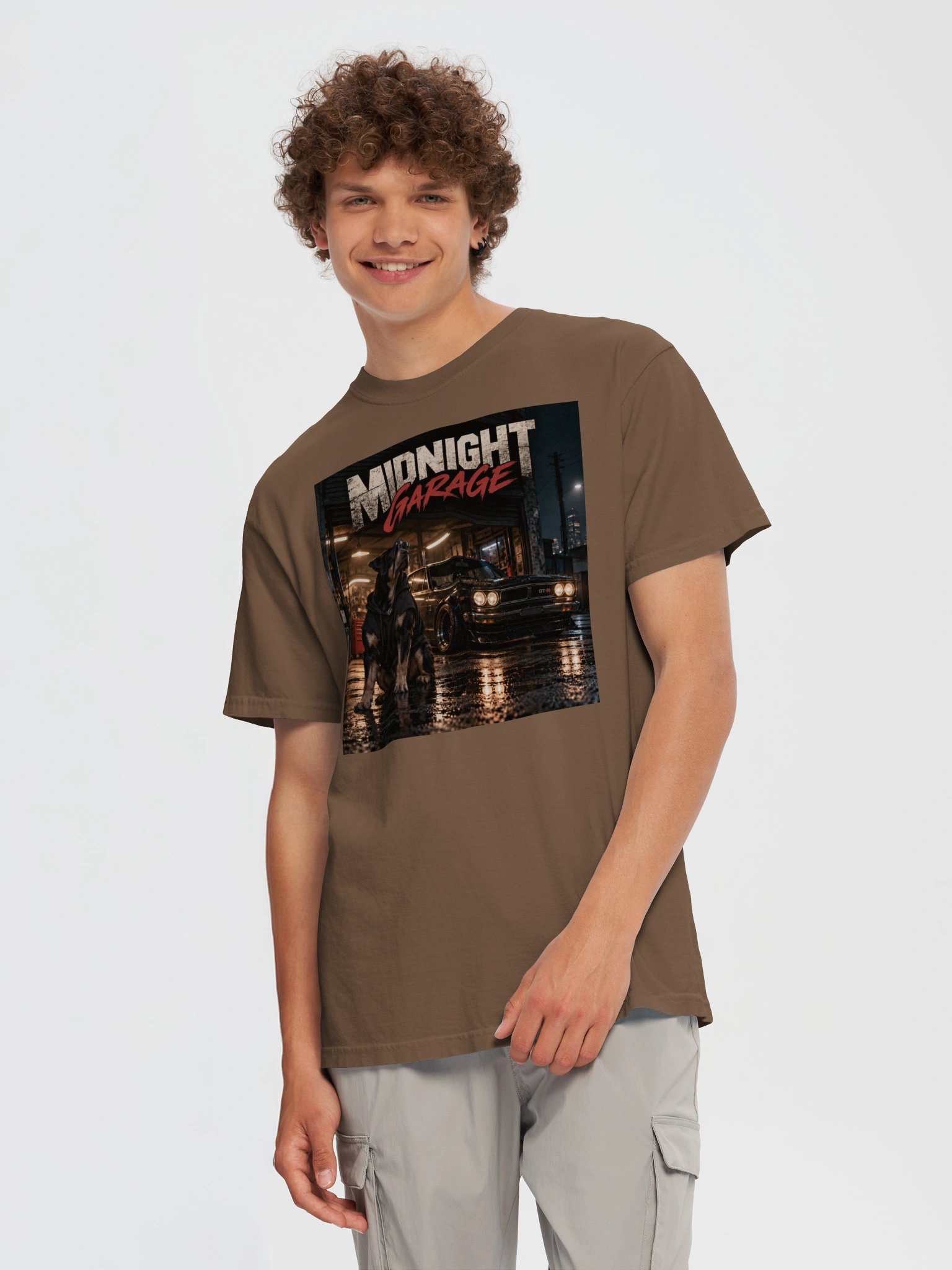 Car Culture Graphic Tee | Vintage Streetwear Dog Shirt | Midnight Garage Dog T-Shirt product image (4)