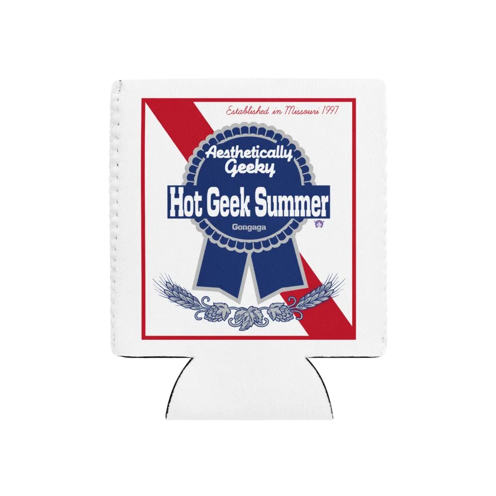 Aesthetically Geeky Hot Geek Summer Pabst Blue Ribbon Parody Drink Koozie product image (1)