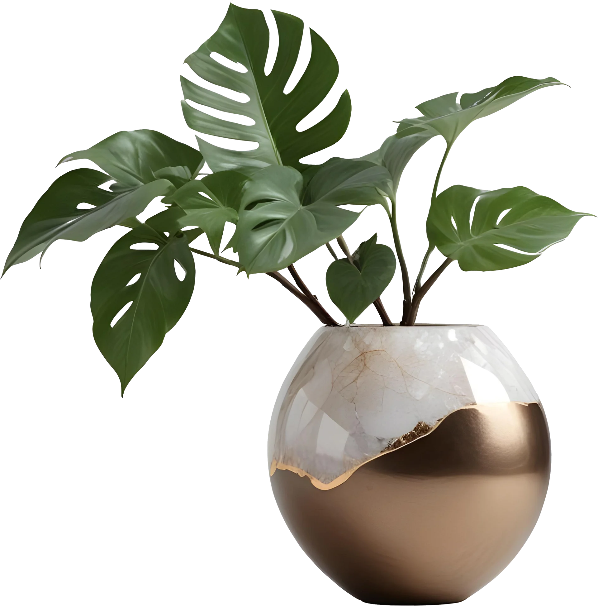 Glamour Organique – vase quart & bronze, PNG product image (1)