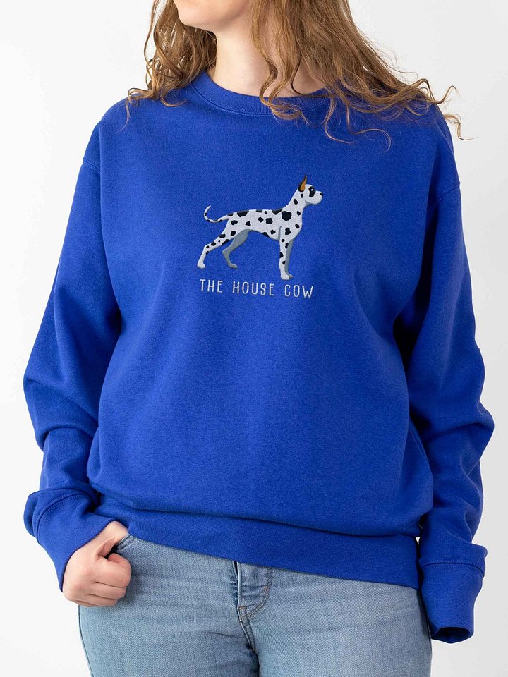 The House Cow Sweatshirt (Embroidered) of a Great Dane(Harlequin, Cropped Ears) product image (2)