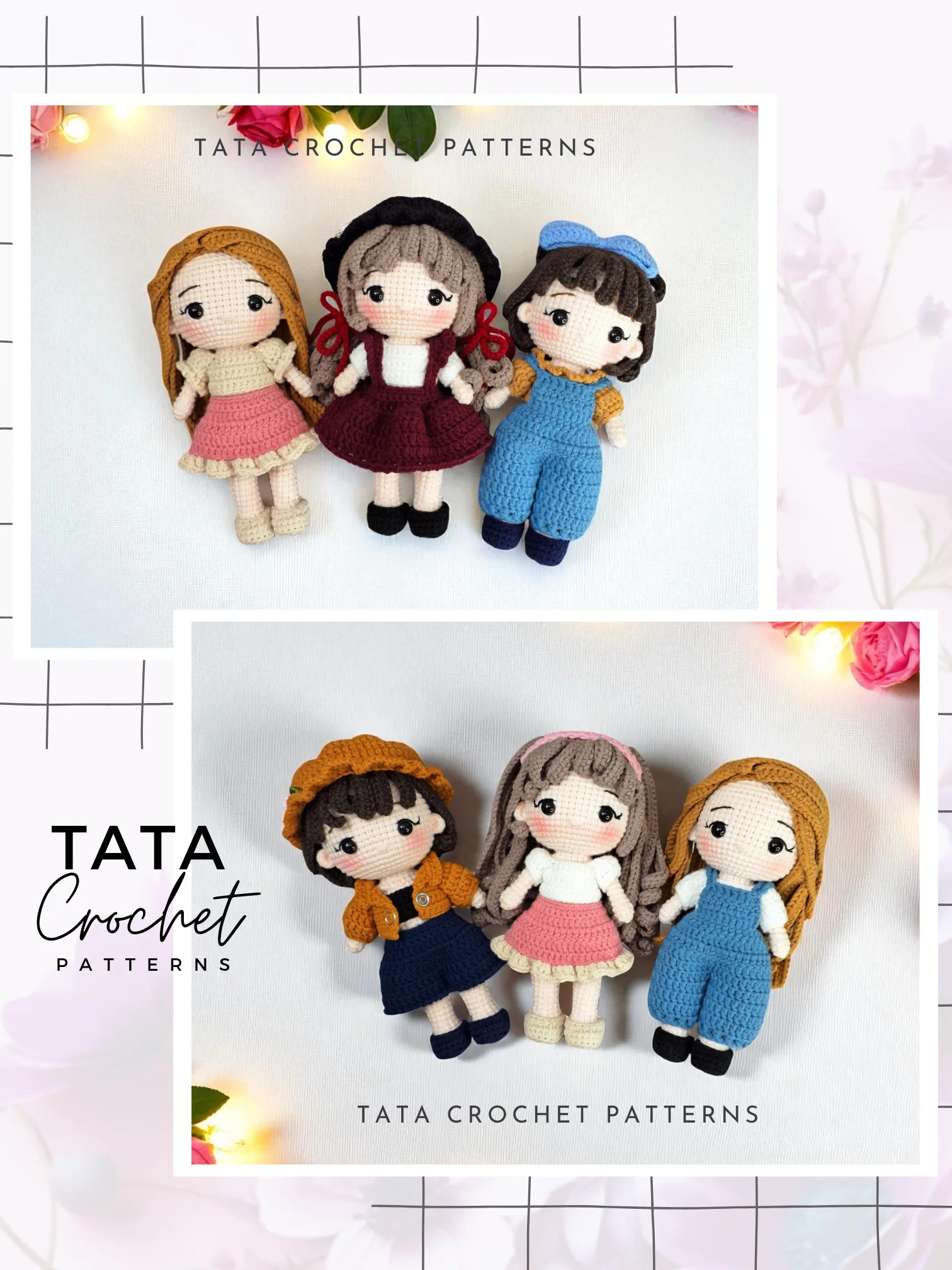 Chibi Doll Amigurumi Crochet Pattern | Mix and Match Clothes and Hair Bundle | Digital Download PDF product image (3)