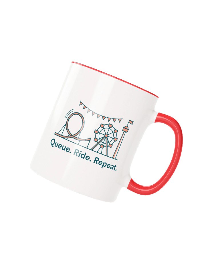 Queue Ride Repeat Coffee Mug – Roller Coaster & Theme Park Lover Gift product image (27)