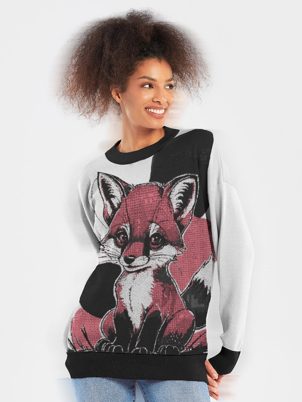 Pink Fox Knitted Crewneck Sweater Relaxed Fit product image (5)