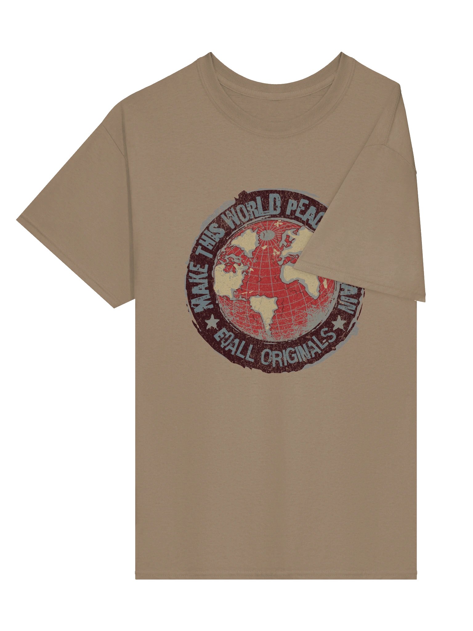 World Peace_EQALL® Originals Unisex Gildan Tee_Grey / Red / Beige product image (4)