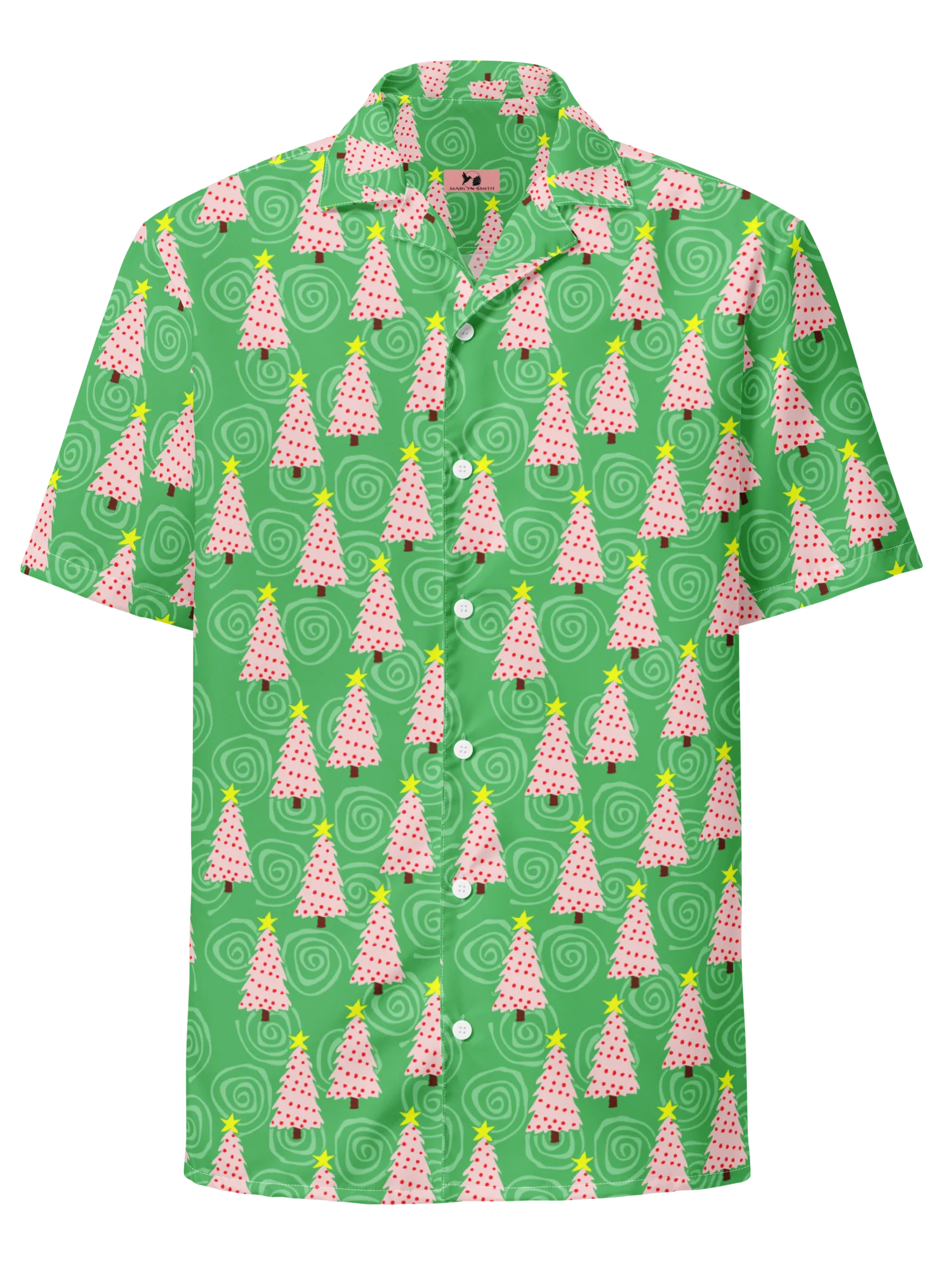 Pink Christmas Trees on Mint Green Oversized Button-Down Shirt product image (1)