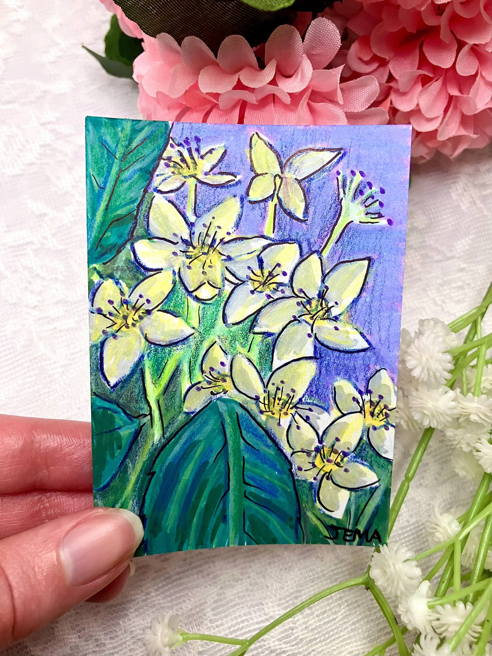 Car Park Flowers ACEO Original Marker Artwork product image (4)